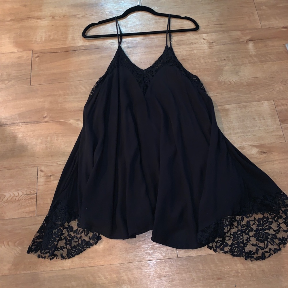 Solemio Black Dress with Lace